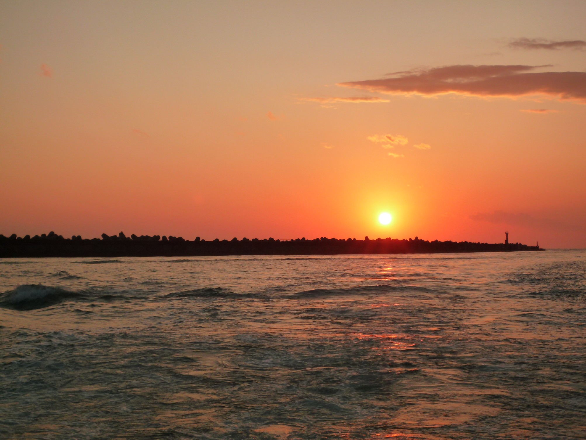 浦河港の夕日